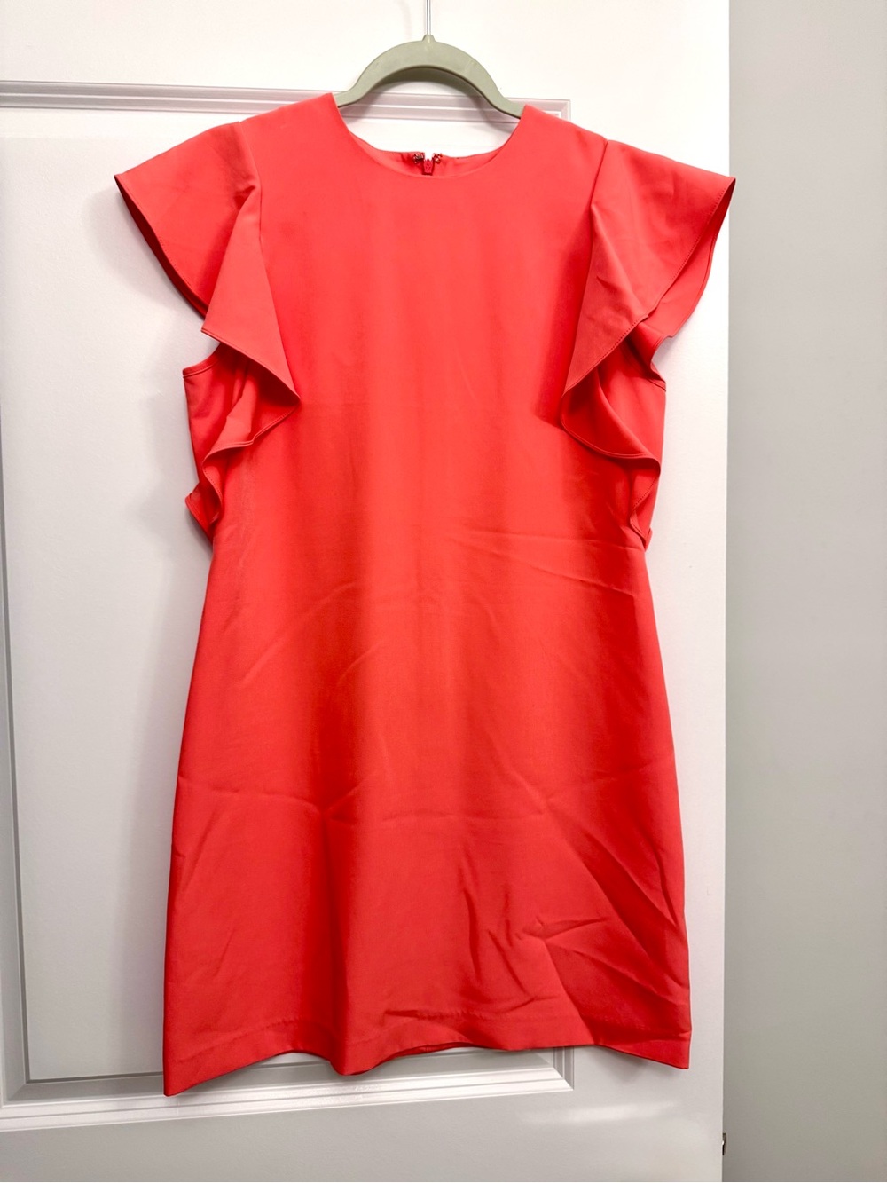 Laundry by Shelli Segal Women's Coral Ruffle Sleeve Shift Dress Size 4